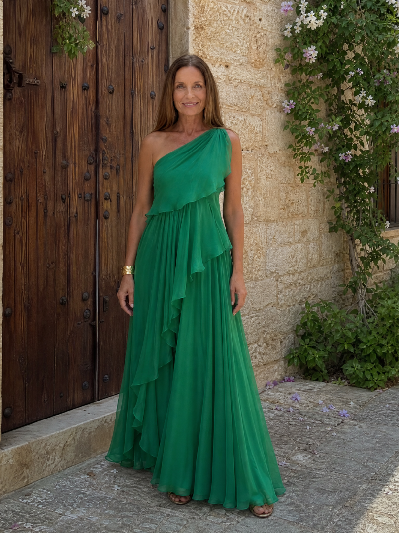 Tracey | Vestido largo con volantes en cascada