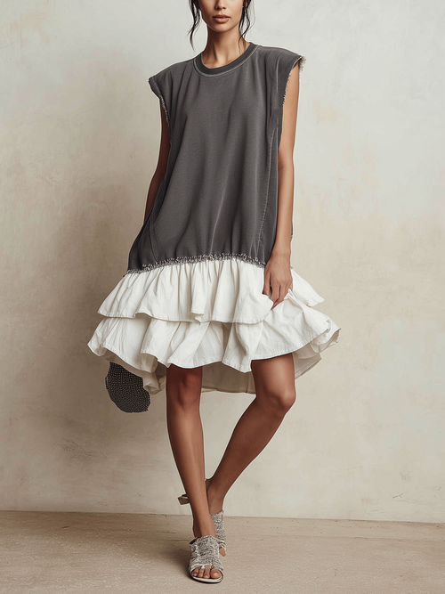 Ilaria | Vestido casual color block de corte holgado