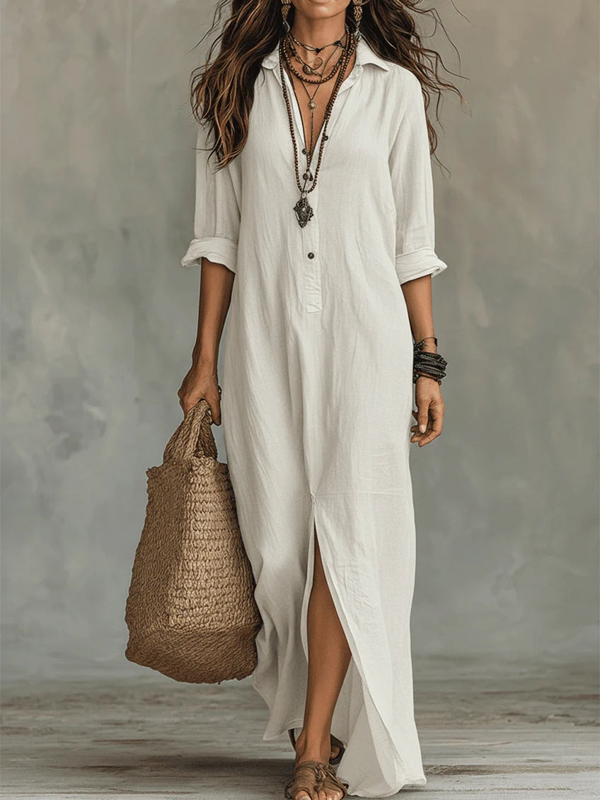 Soline | Vestido largo amplio con botones