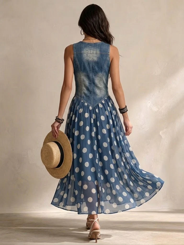 Chiara | Vestido midi de gasa de lunares