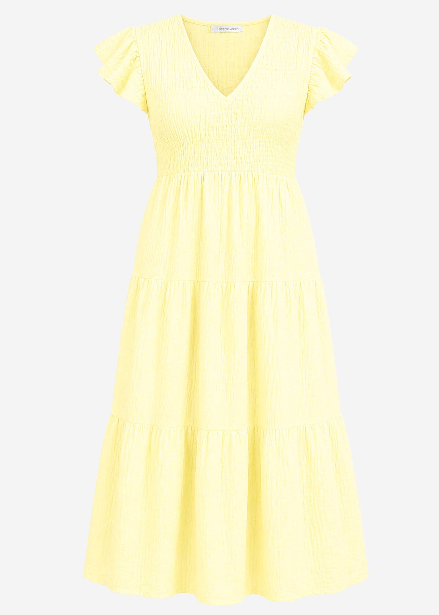 Amara | Vestido largo de muselina · Amarillo mantequilla