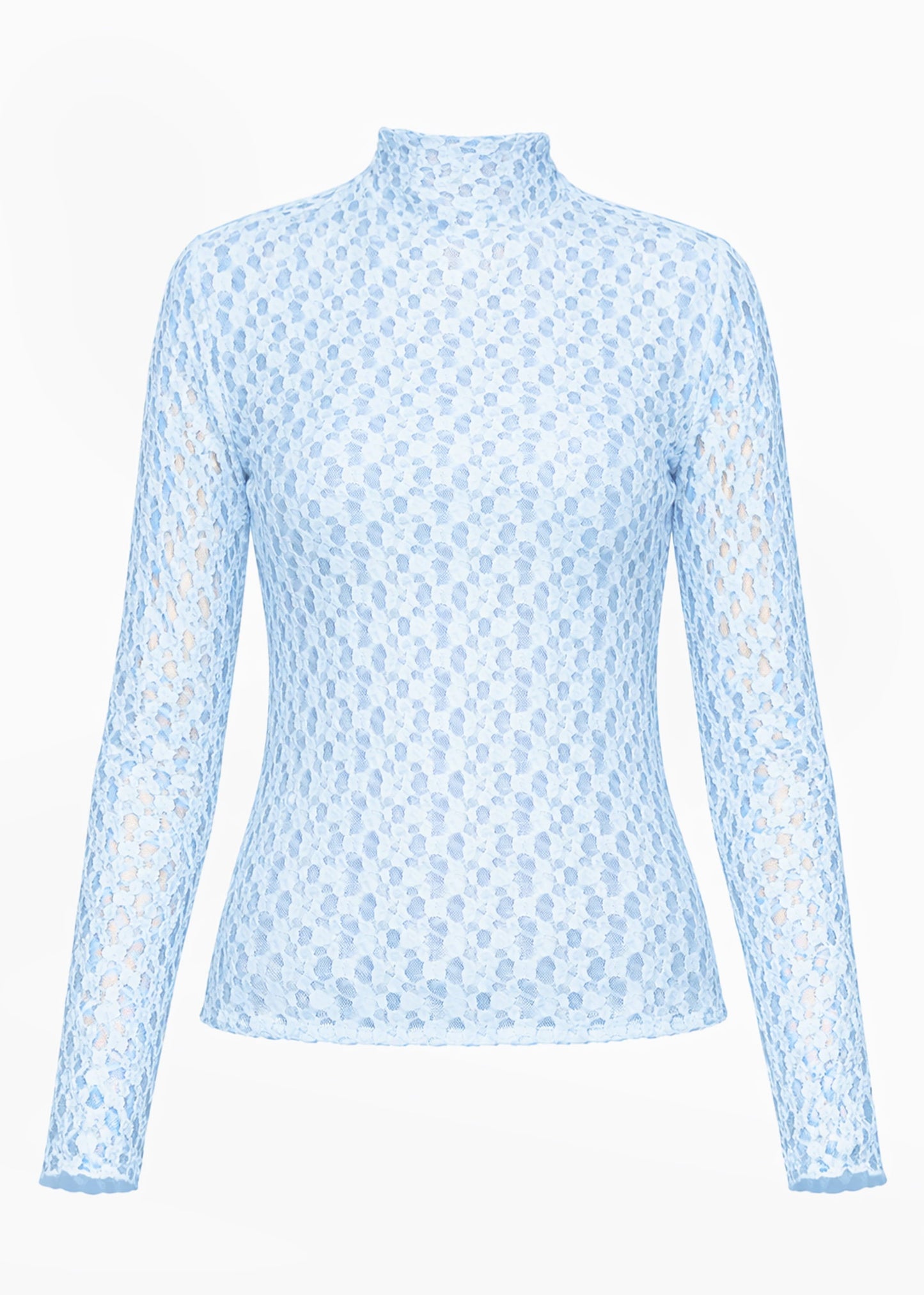 Helena | Camiseta de manga larga de encaje · Azul hielo