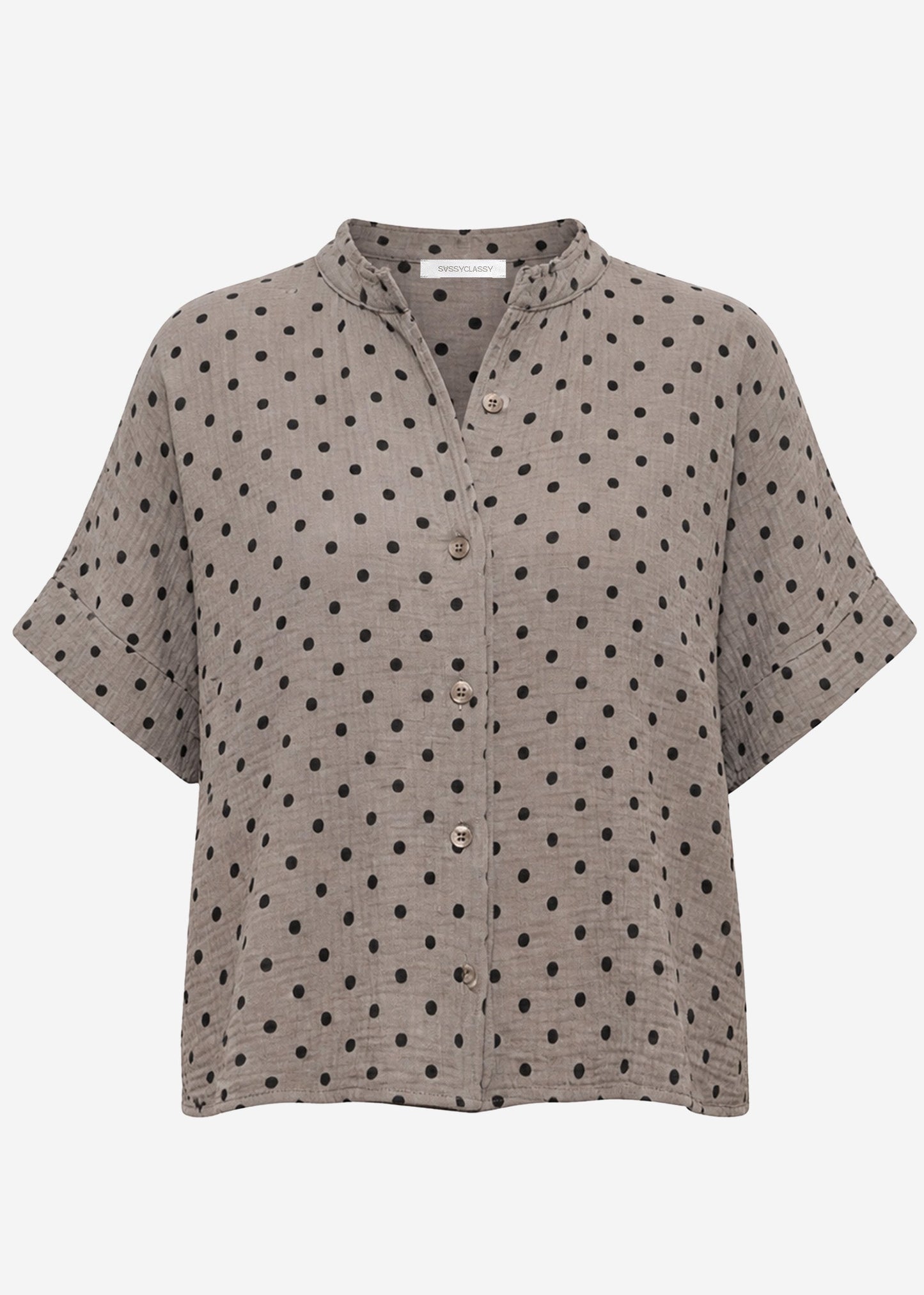 Elena | Blusa de muselina de lunares · Taupe
