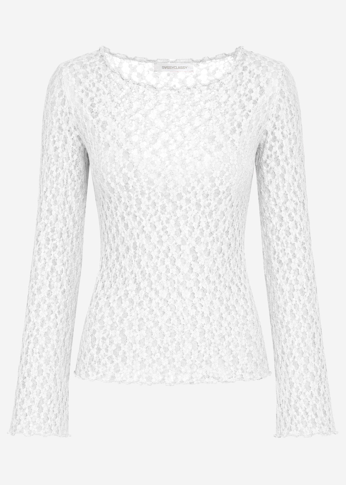 Mila | Camiseta de manga larga de encaje · Blanco roto