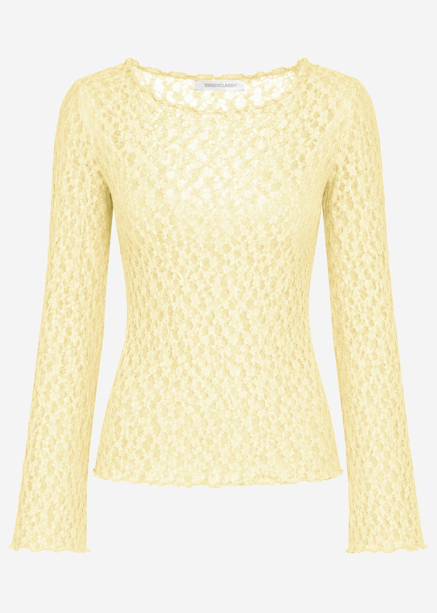 Mila | Camiseta de manga larga de encaje · Amarillo