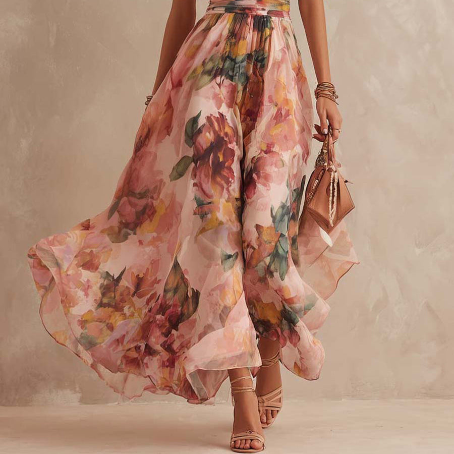Alma | Vestido largo floral de un solo hombro