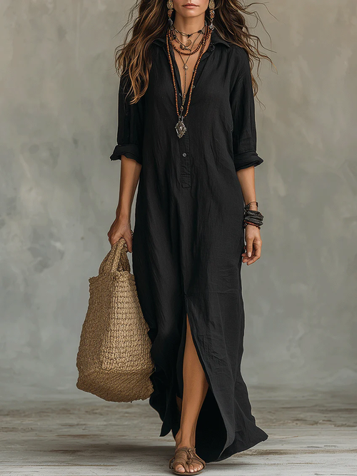 Soline | Vestido largo amplio con botones