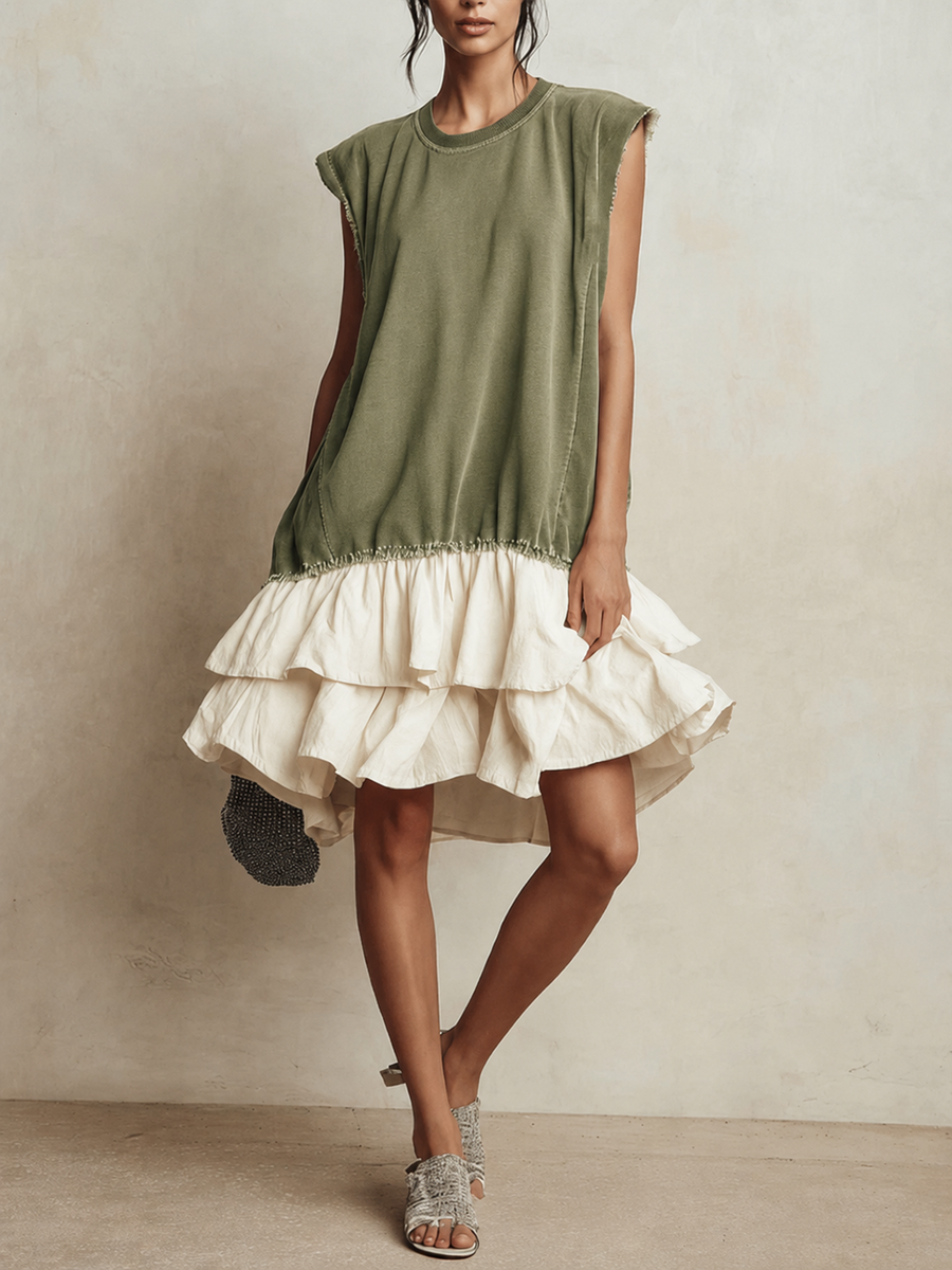 Ilaria | Vestido casual color block de corte holgado