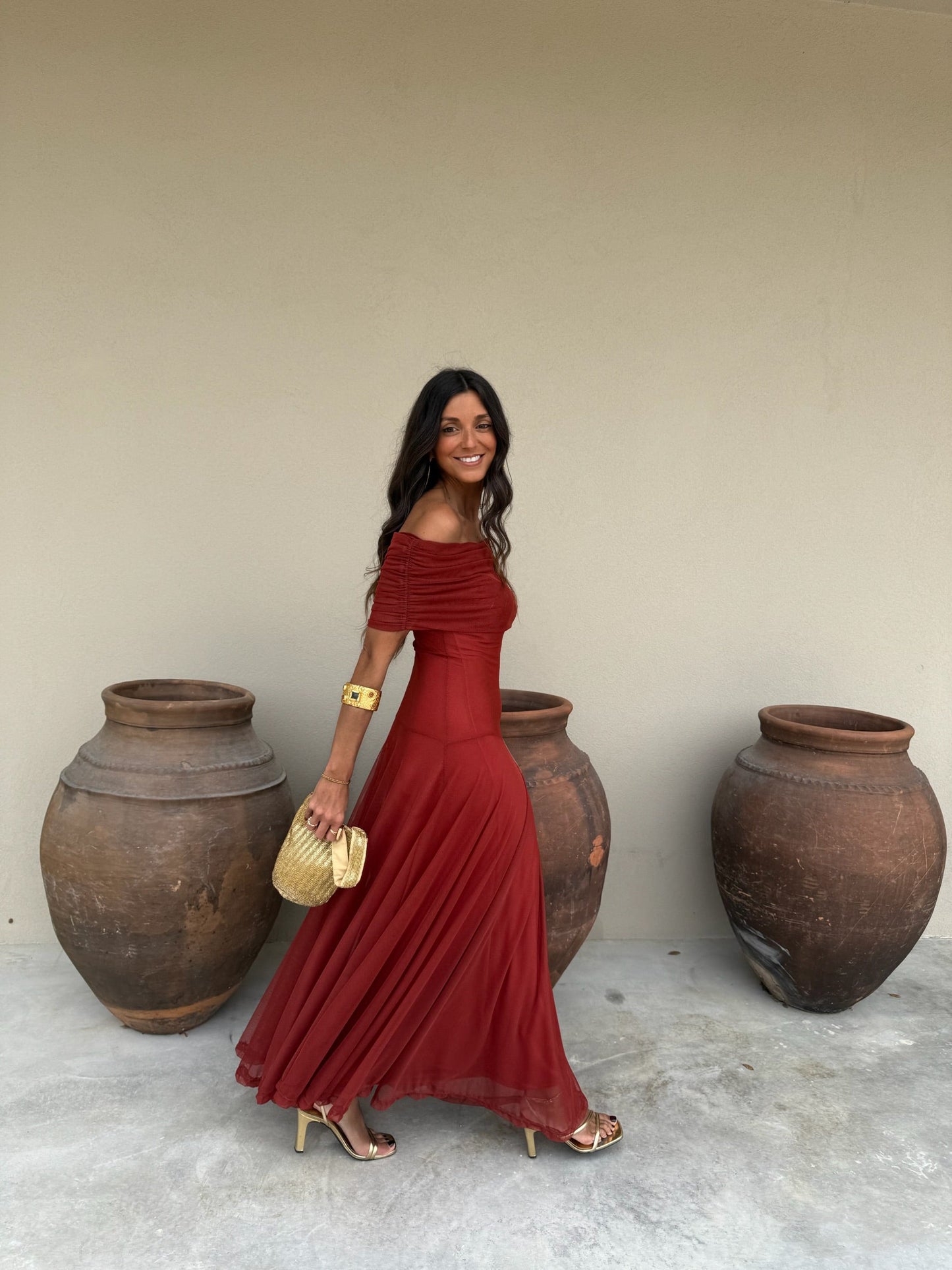 Toledo Vestido de Tul Terracota