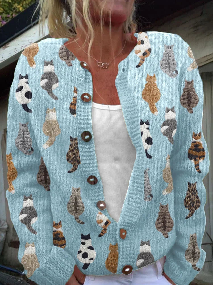 Moxley | Cardigan de punto con gatitos