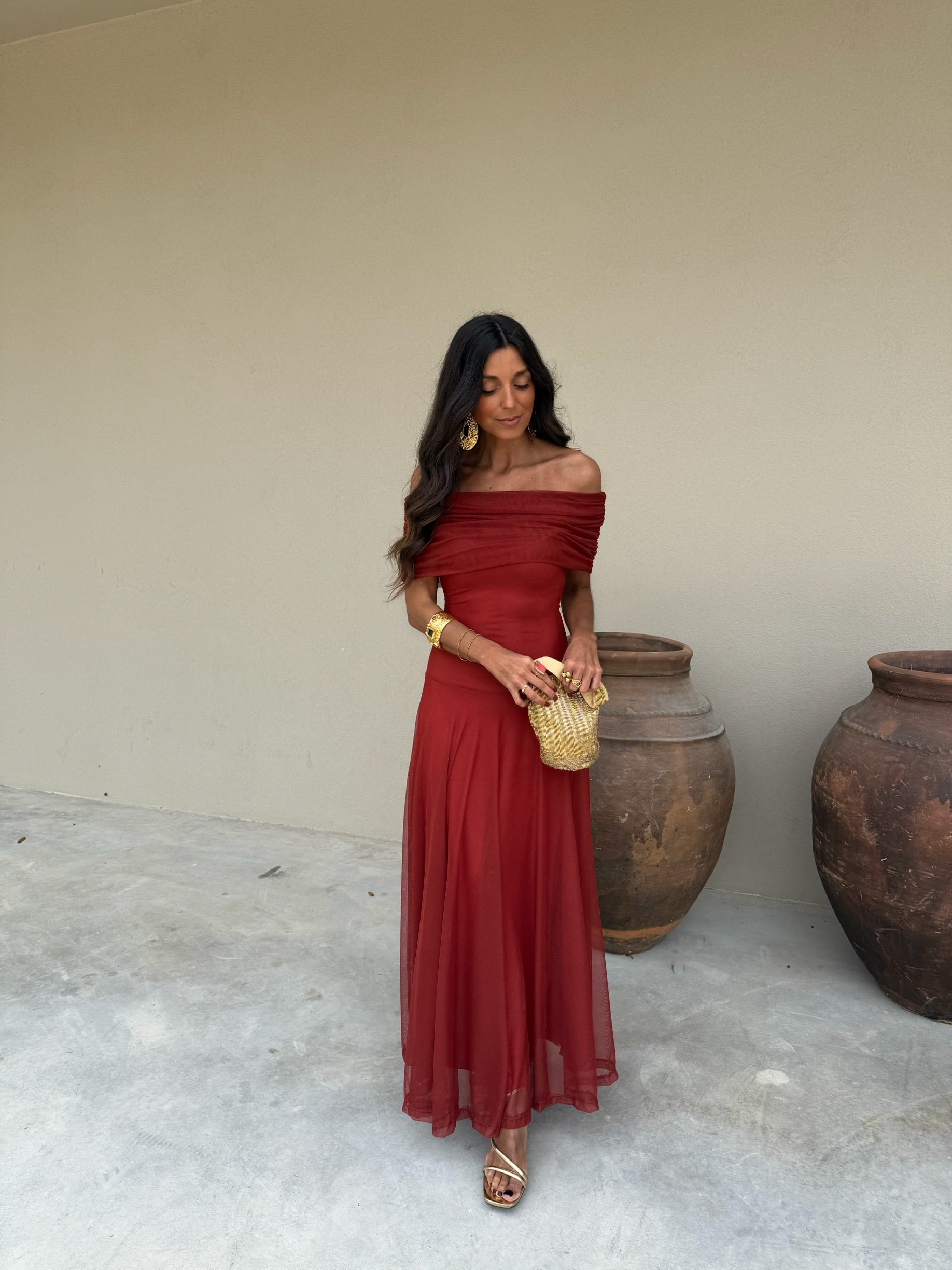 Toledo Vestido de Tul Terracota