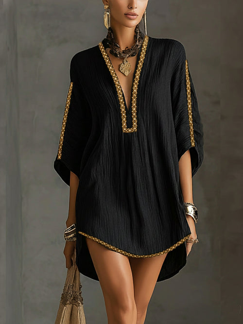 Mirella | Vestido corto negro con escote en V