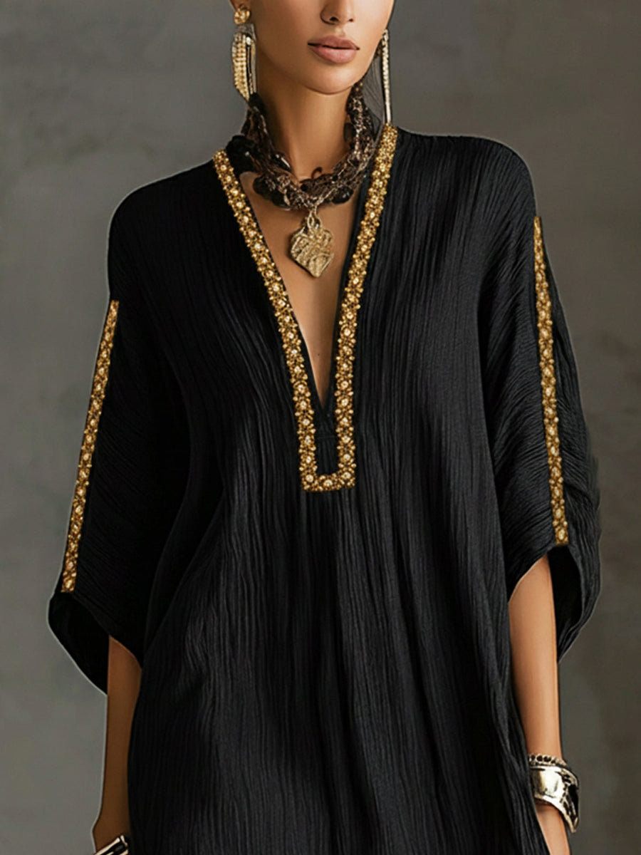 Mirella | Vestido corto negro con escote en V