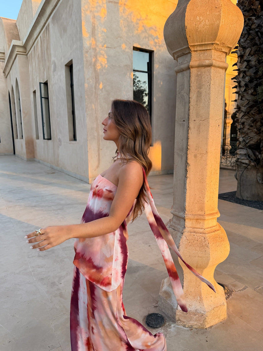 Fiore | Vestido largo palabra de honor con pañuelo a juego