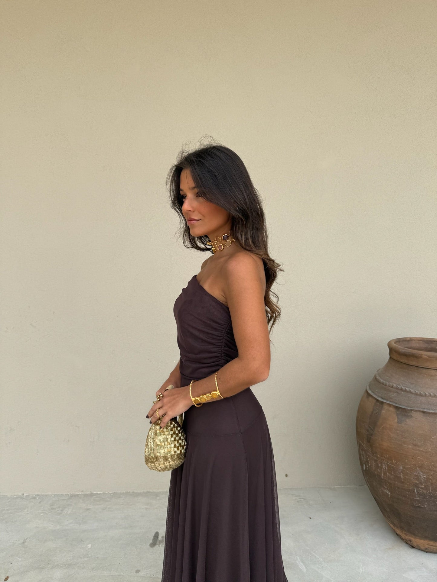 Toledo Vestido de Tul Marrón