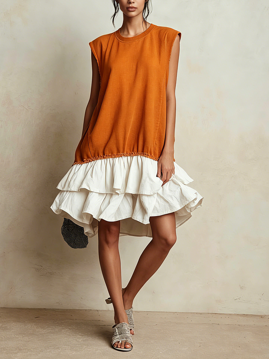 Ilaria | Vestido casual color block de corte holgado