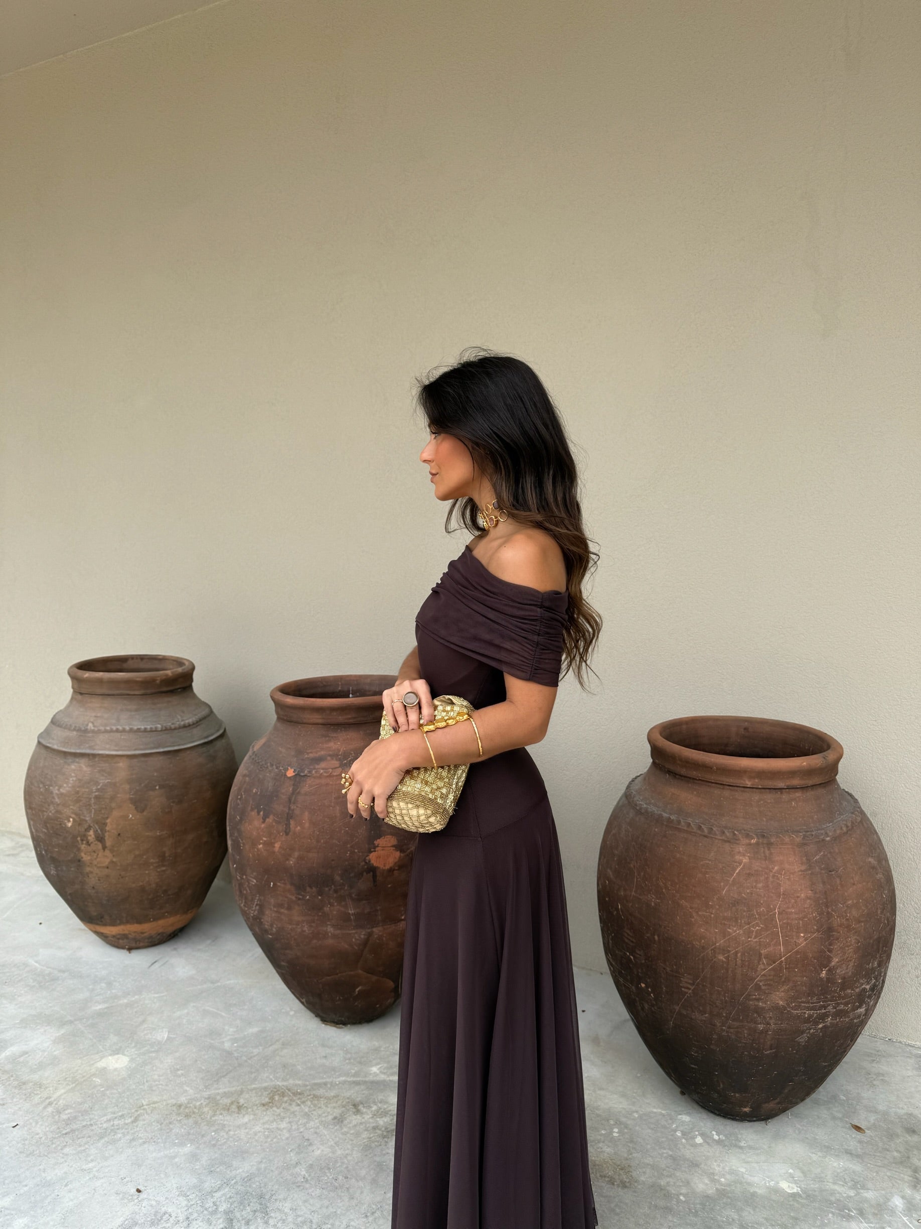 Toledo Vestido de Tul Marrón