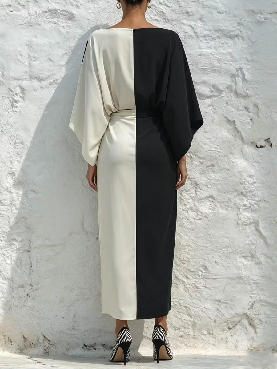 Nadia | Conjunto de dos piezas: top y falda midi bicolor