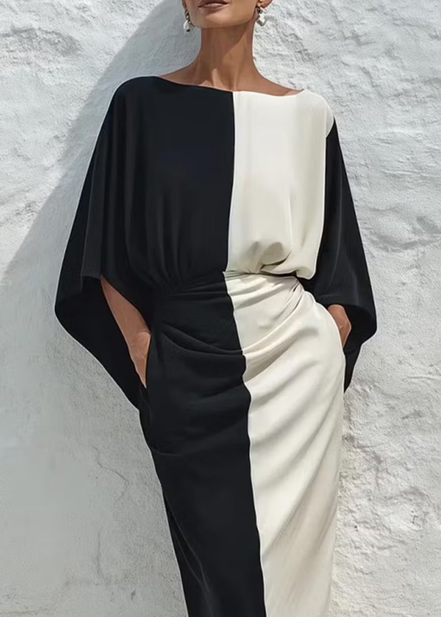 Nadia | Conjunto de dos piezas: top y falda midi bicolor
