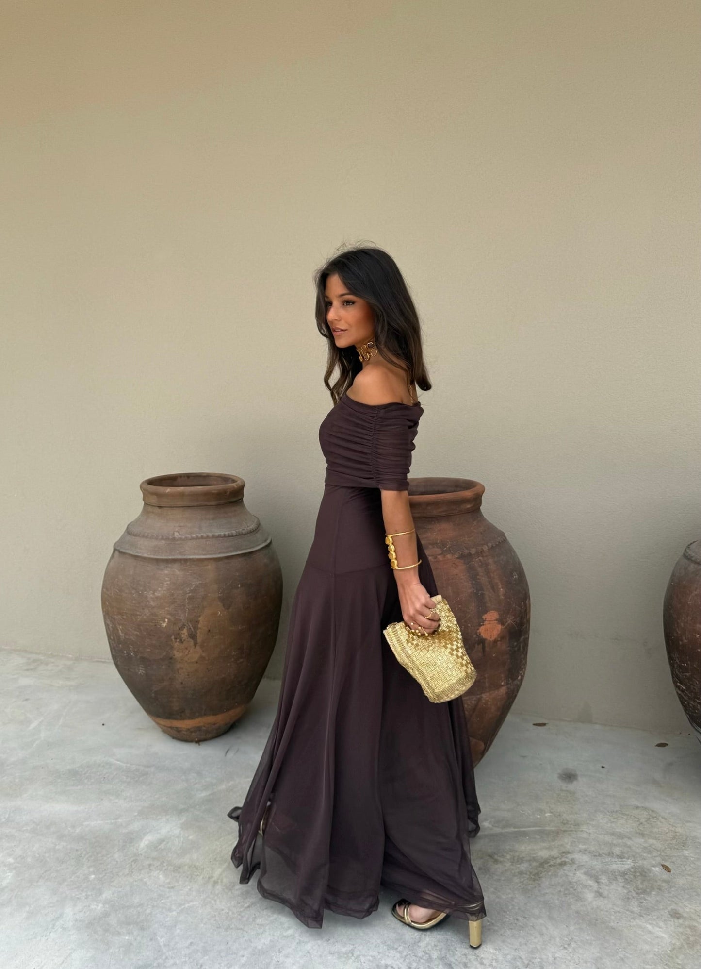 Toledo Vestido de Tul Marrón