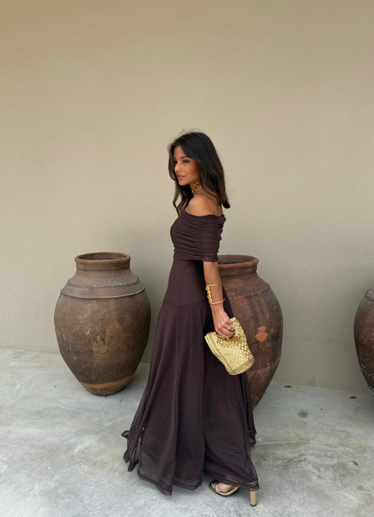 Toledo Vestido de Tul Marrón