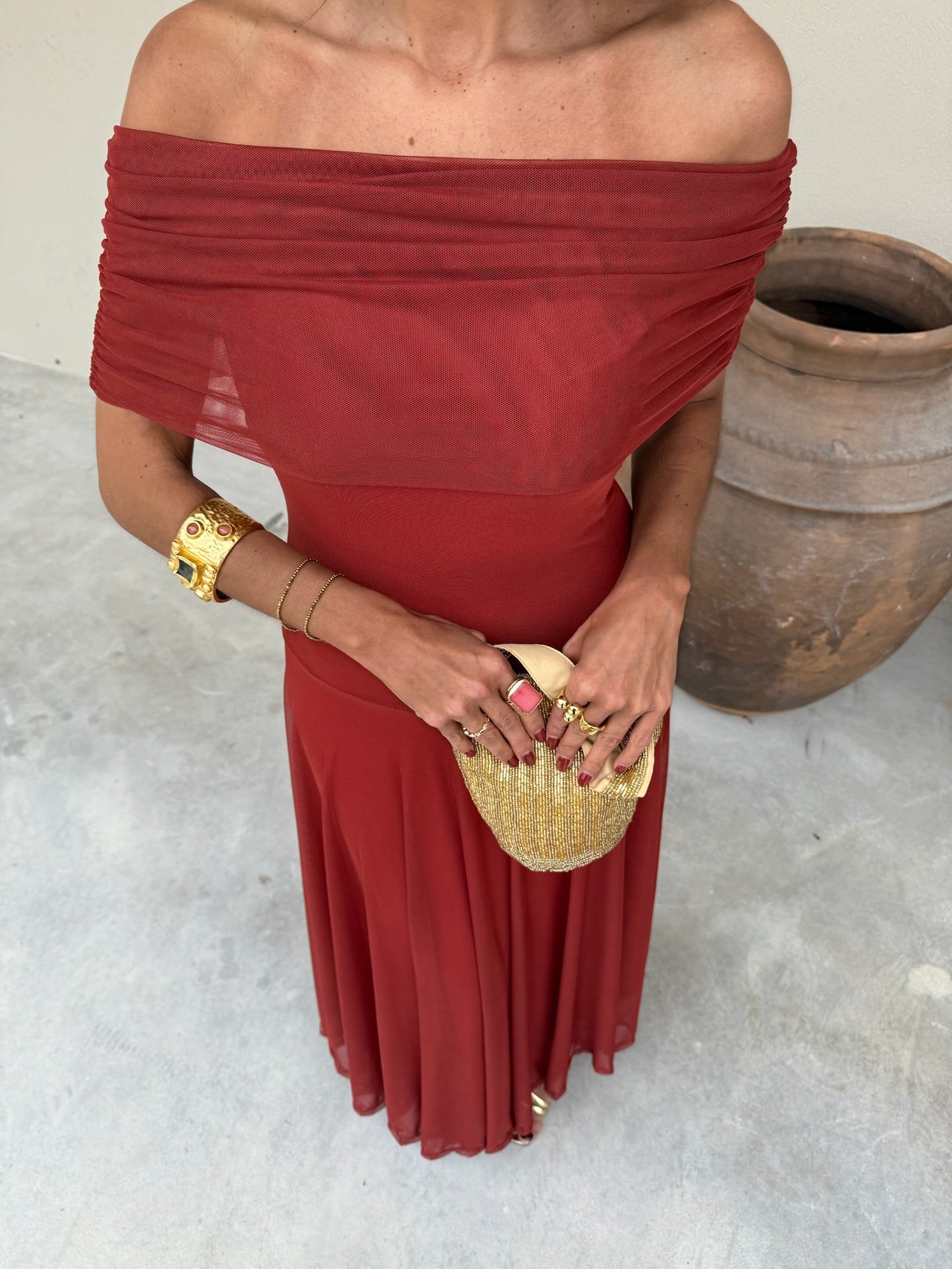 Toledo Vestido de Tul Terracota
