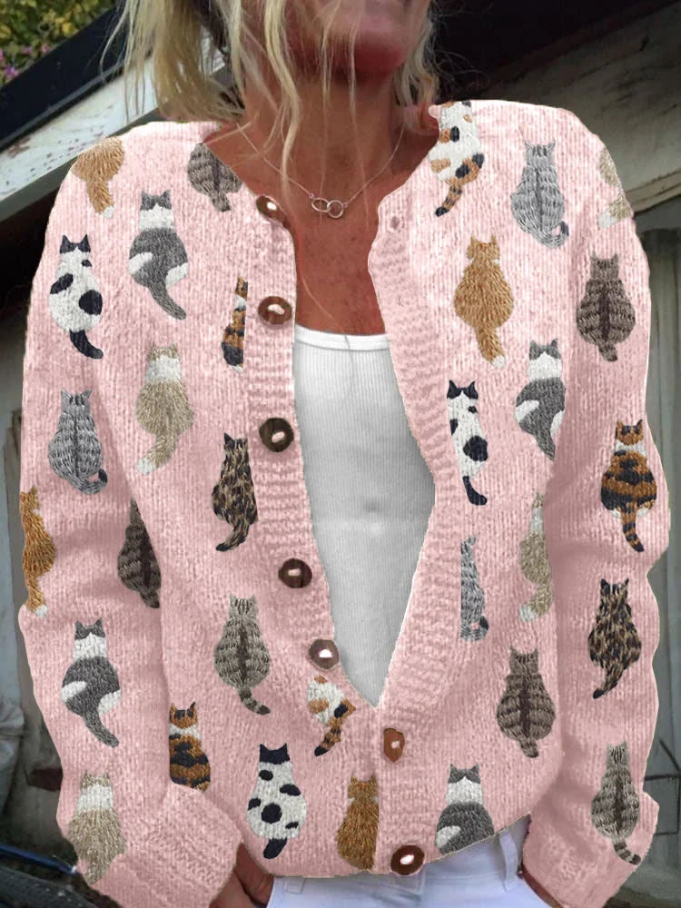 Moxley | Cardigan de punto con gatitos