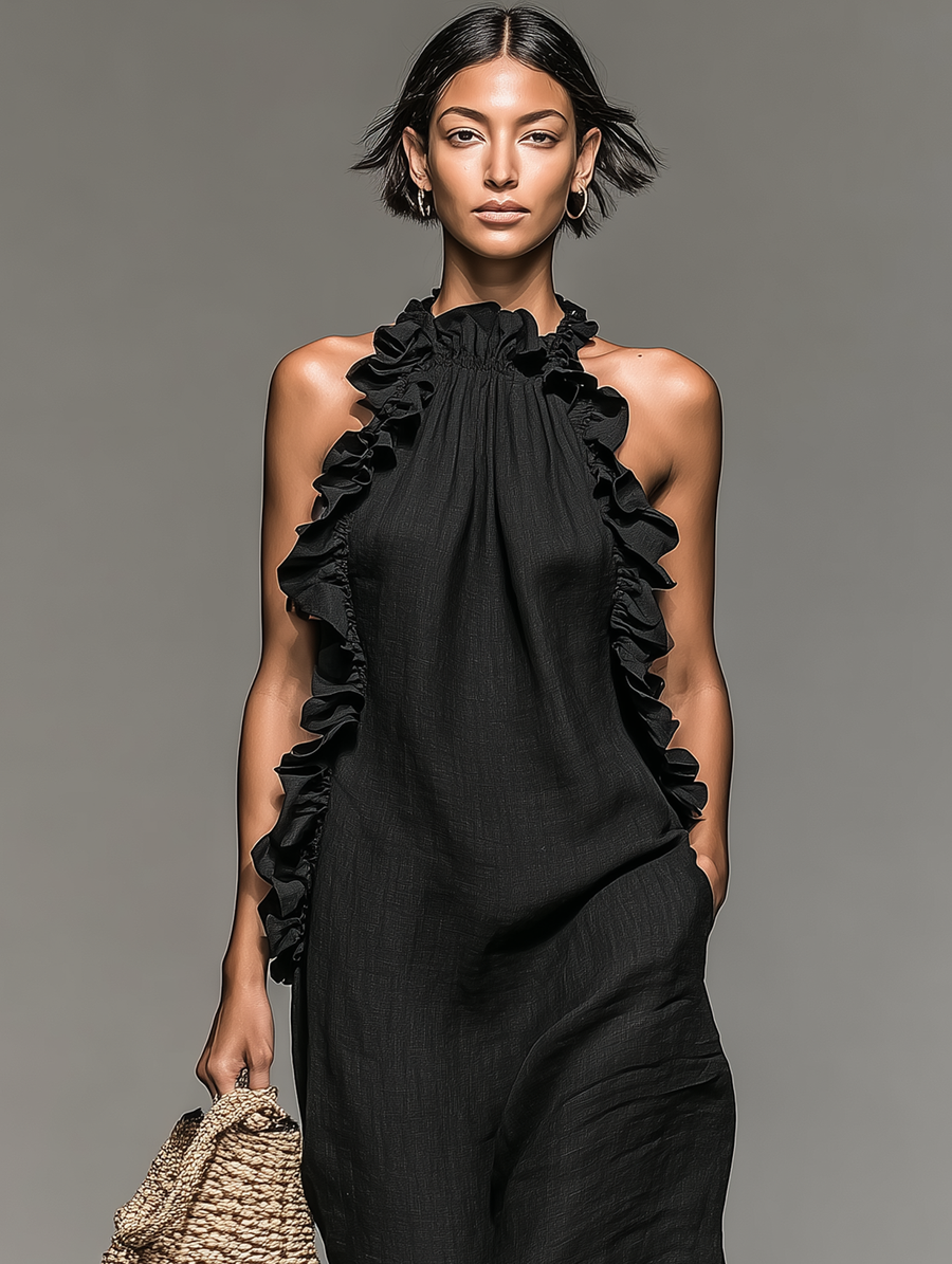 Gladys | Vestido largo con volantes y bolsillos
