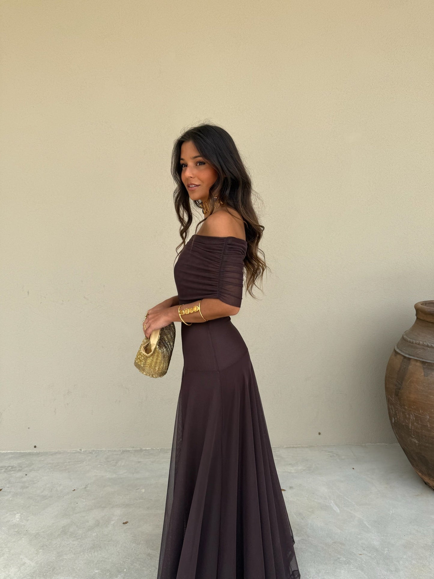 Toledo Vestido de Tul Marrón