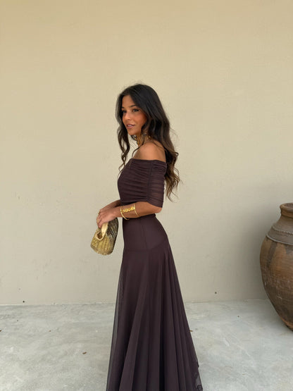 Toledo Vestido de Tul Marrón