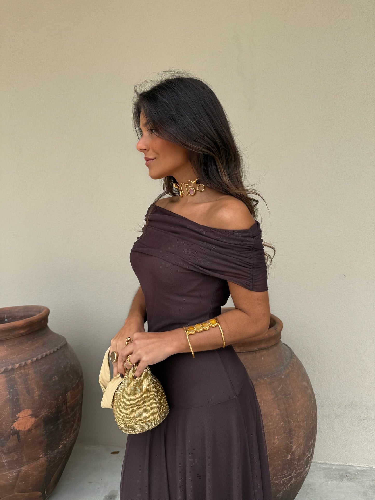 Toledo Vestido de Tul Marrón
