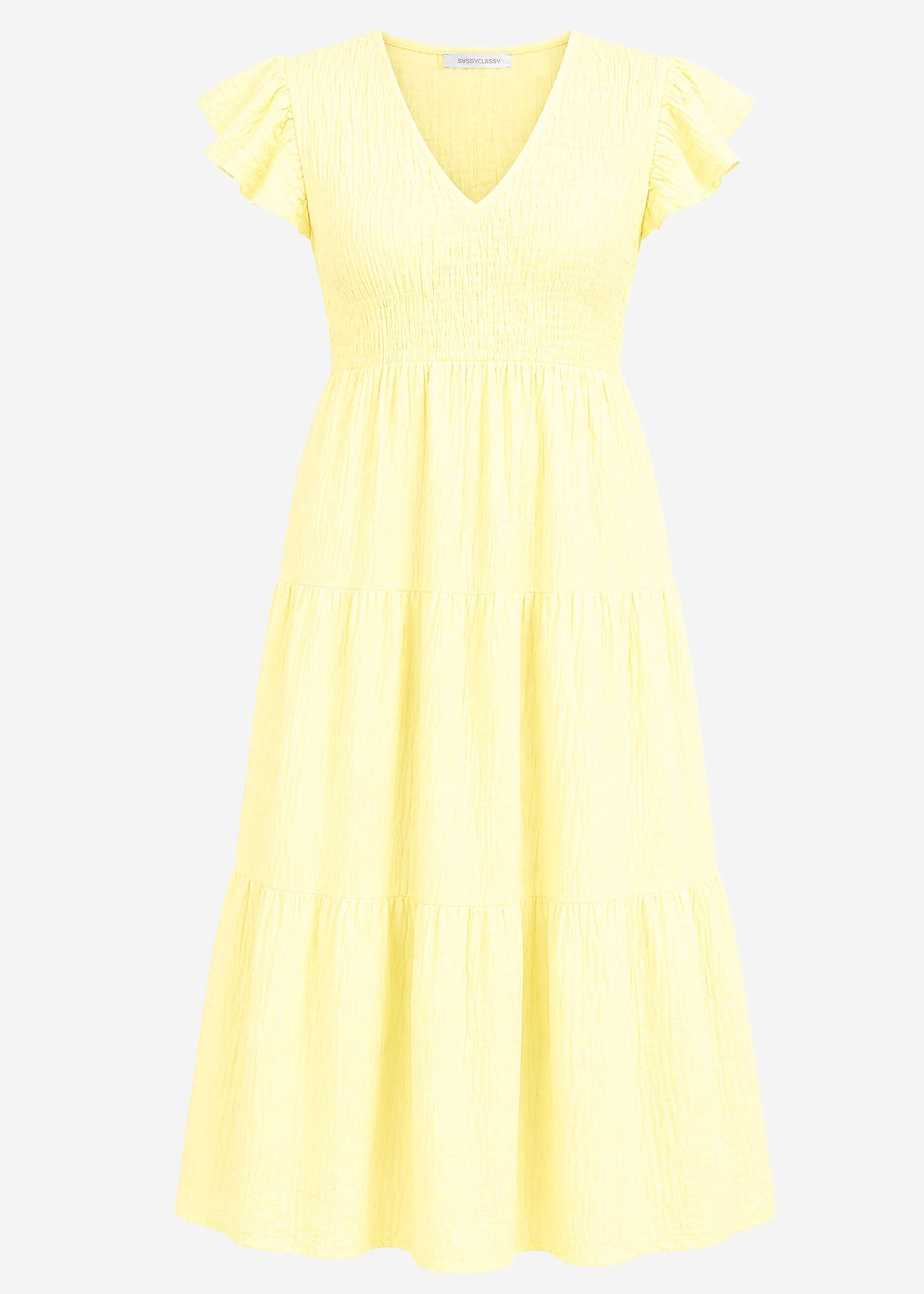 Amara | Vestido largo de muselina · Amarillo mantequilla