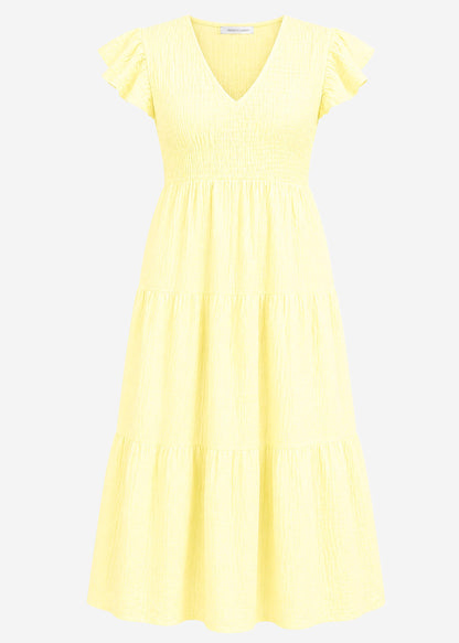 Amara | Vestido largo de muselina · Amarillo mantequilla