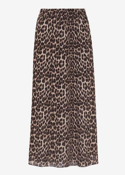 Roma | Falda larga de gasa estampado leopardo · Beige