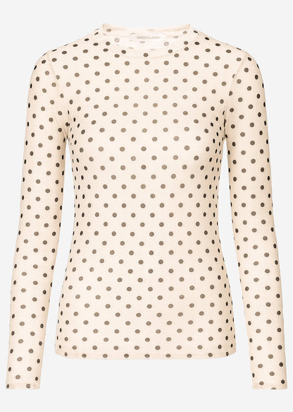 Julia | Camiseta de manga larga de rejilla de lunares · Beige