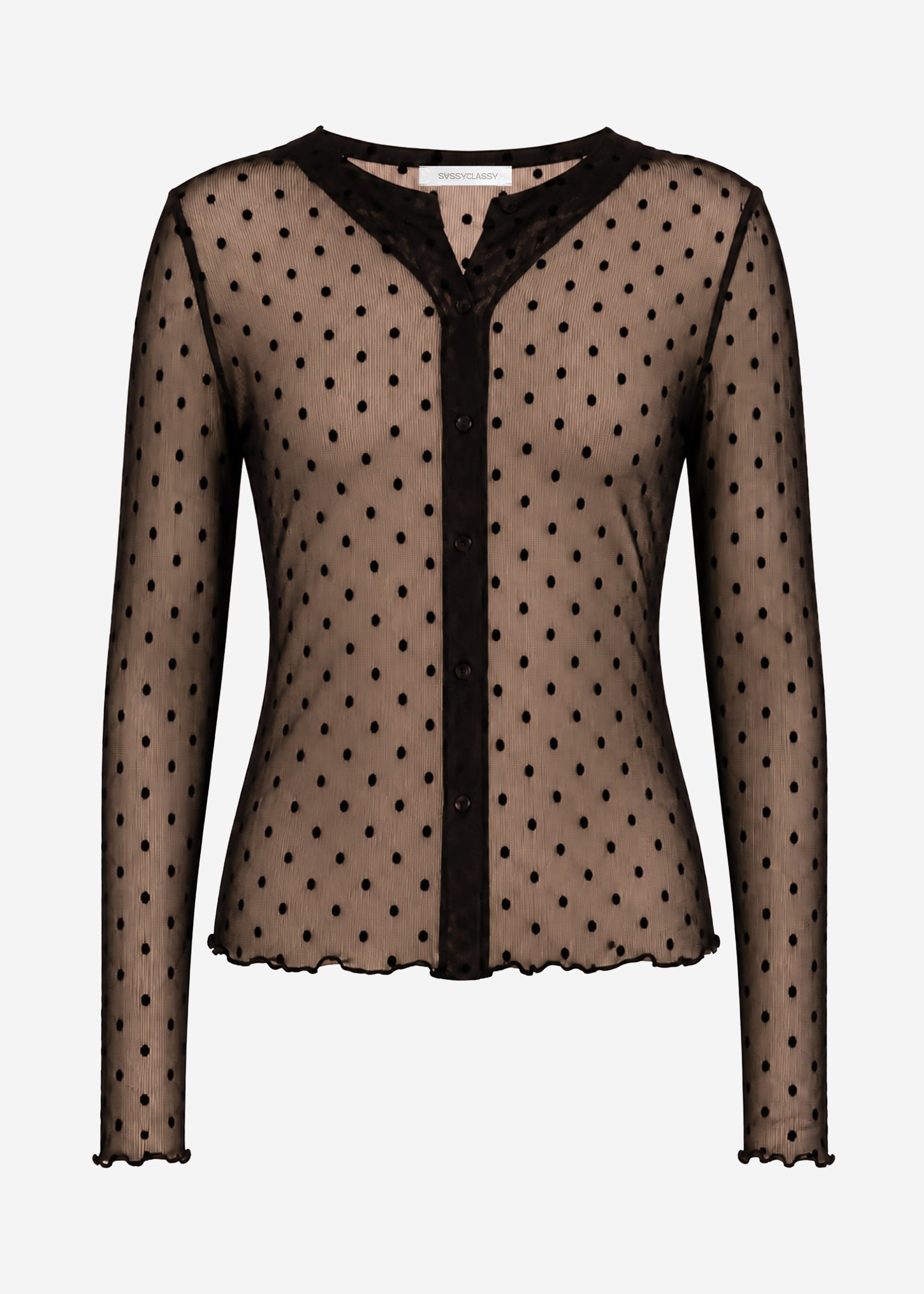Zaida | Blusa de rejilla de lunares · Marrón