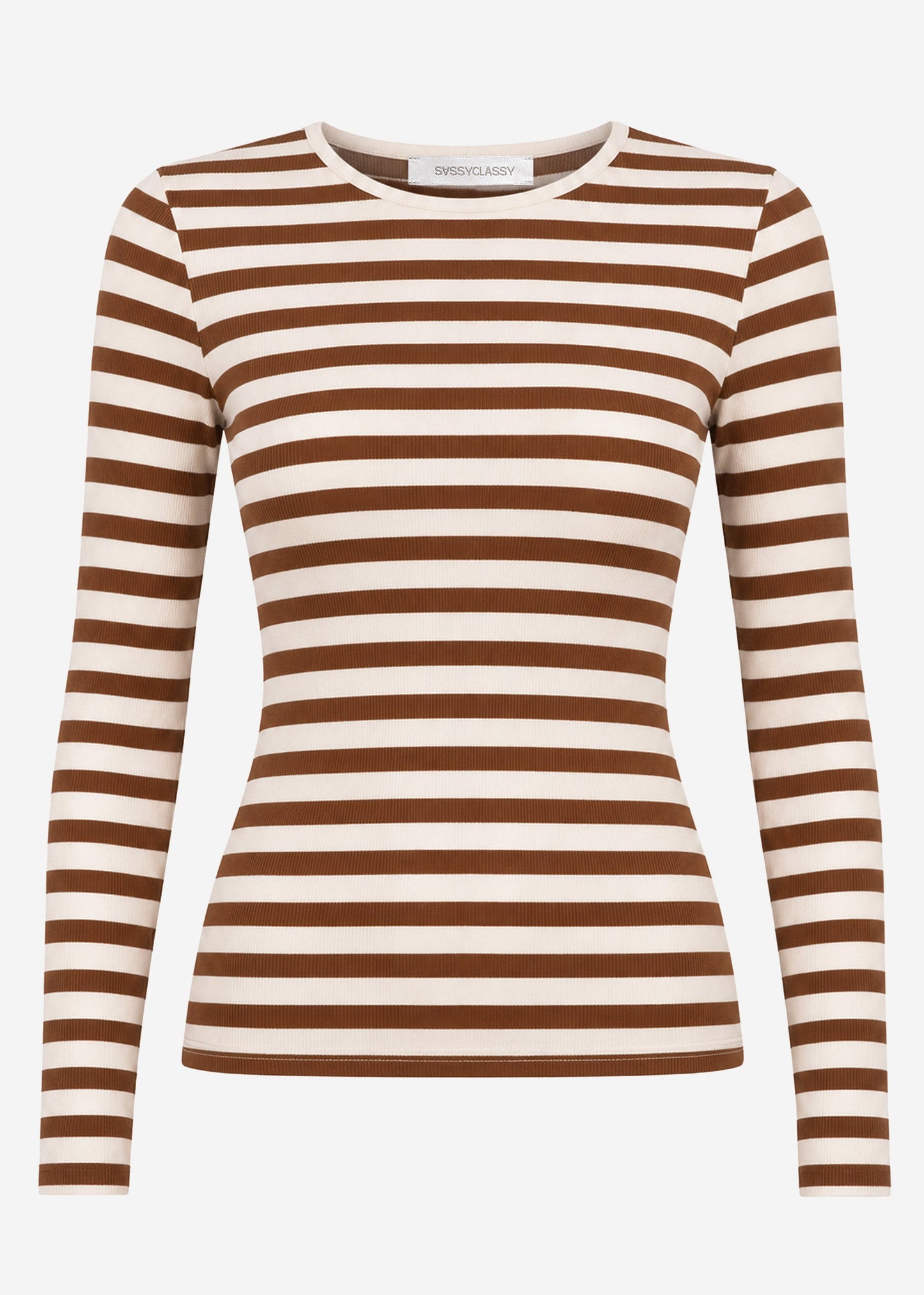 Mina | Camiseta a rayas · Marrón y blanco