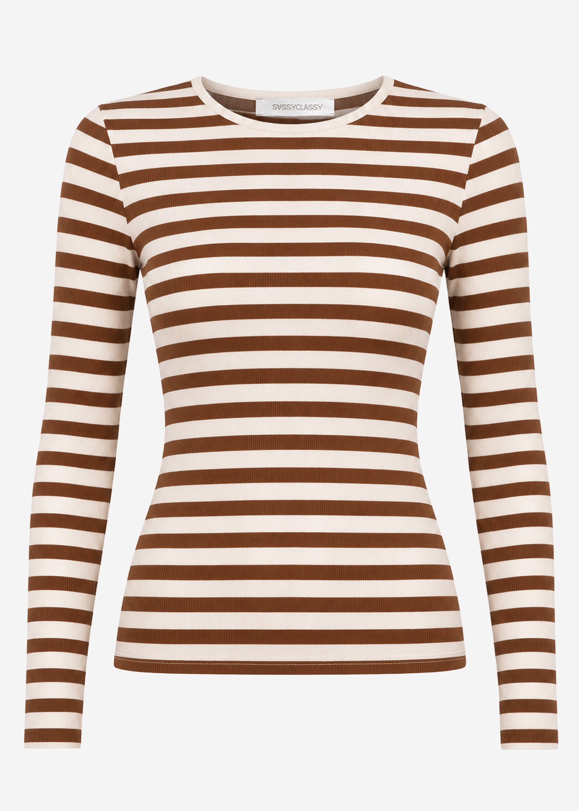 Mina | Camiseta a rayas · Marrón y blanco