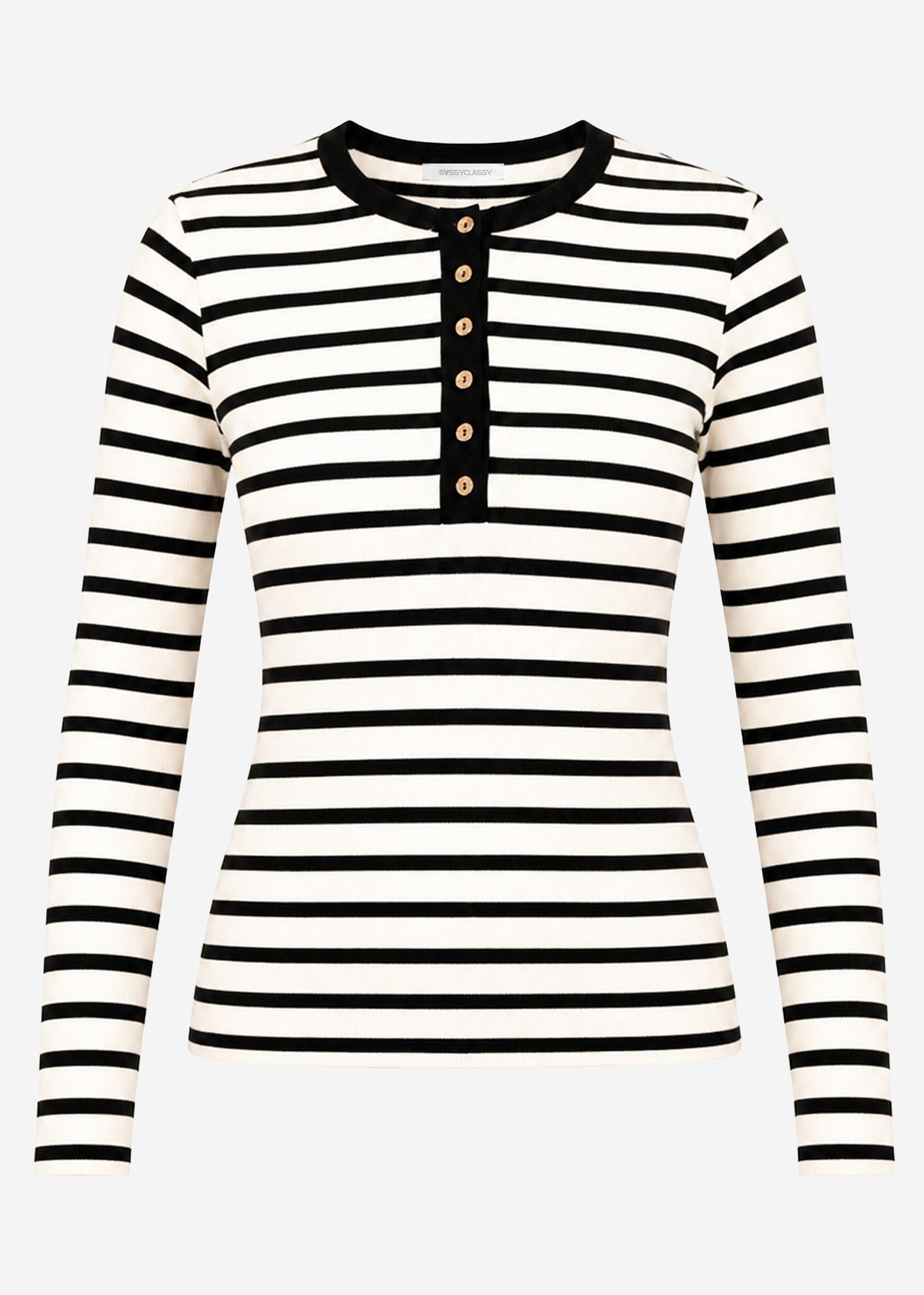 Adela | Camiseta de manga larga a rayas · Negro y blanco