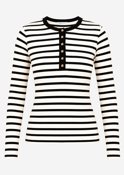 Adela | Camiseta de manga larga a rayas · Negro y blanco