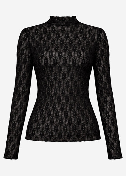 Iris | Camiseta de manga larga de encaje · Negro