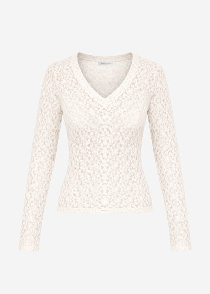 Vera | Camiseta de manga larga de encaje · Blanco roto