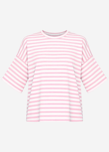 Edurne | Camiseta oversize a rayas · Rosa y blanco