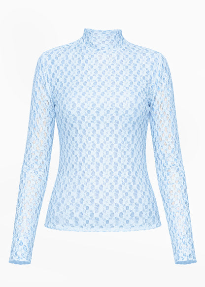 Helena | Camiseta de manga larga de encaje · Azul hielo