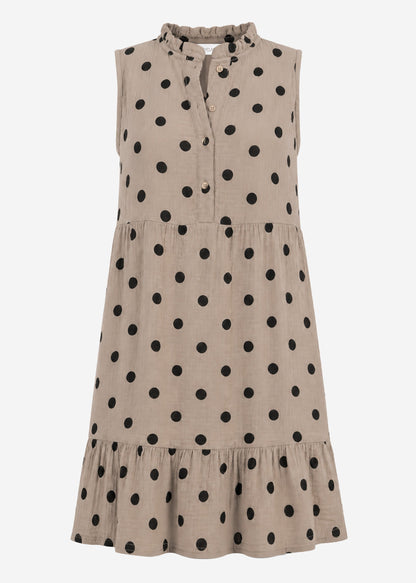 Celestia | Vestido de muselina de lunares · Taupe