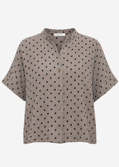 Elena | Blusa de muselina de lunares · Taupe