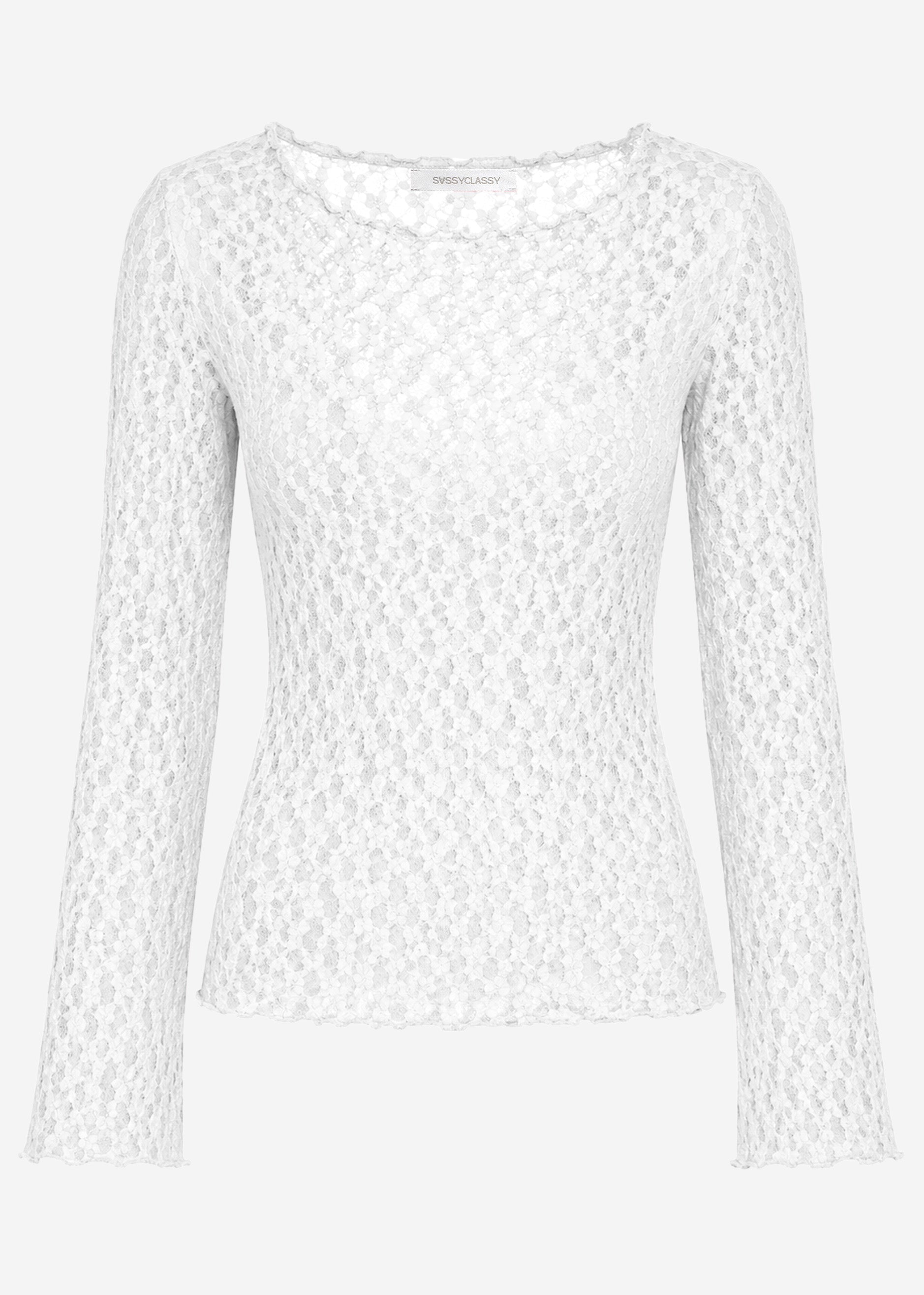Mila | Camiseta de manga larga de encaje · Blanco roto