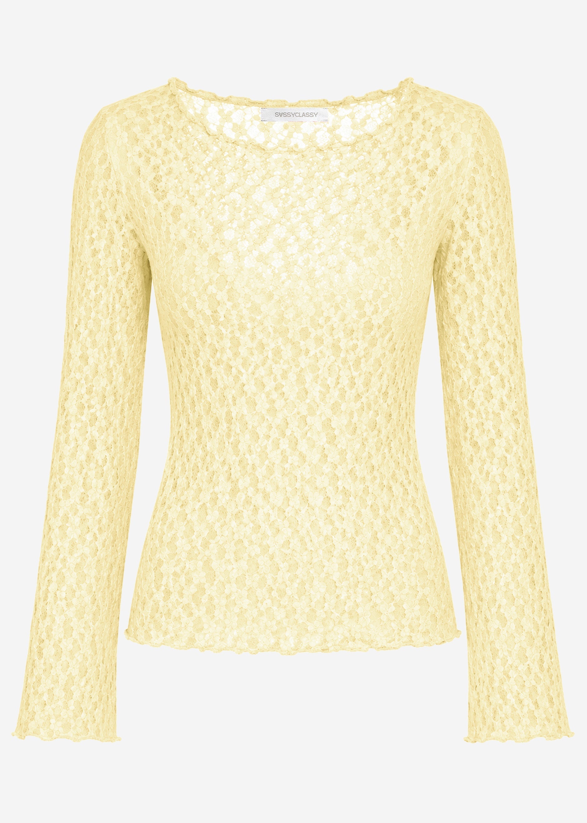 Mila | Camiseta de manga larga de encaje · Amarillo