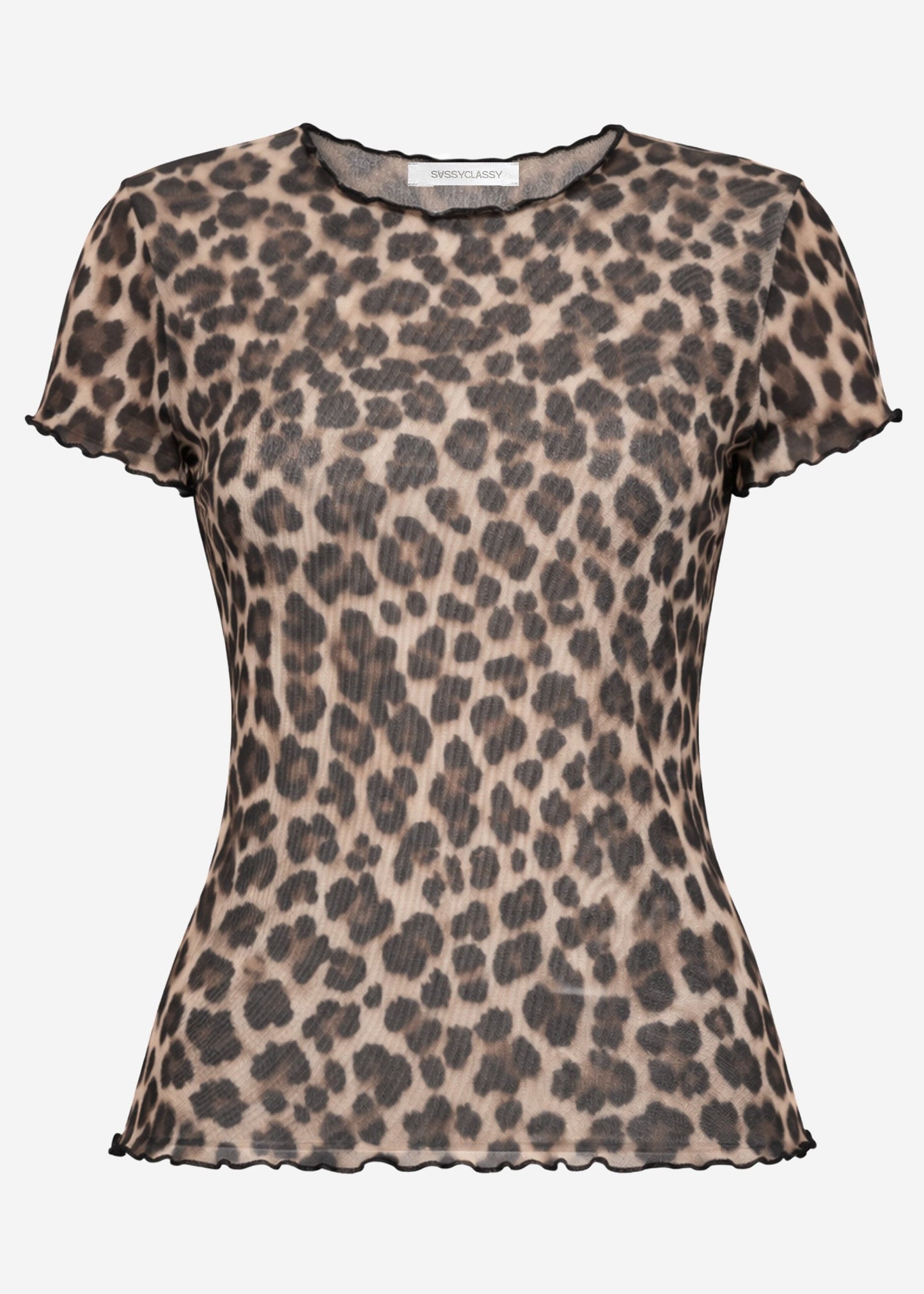 Nerea | Camiseta de rejilla estampado leopardo · Marrón