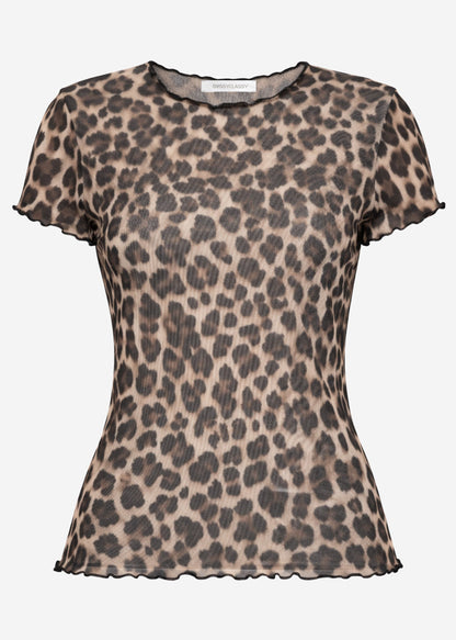 Nerea | Camiseta de rejilla estampado leopardo · Marrón